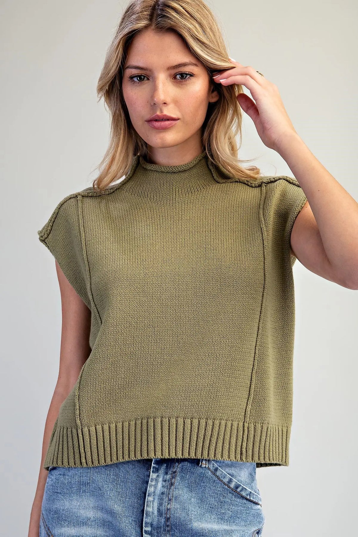 Sagebrush Mock Neck Knit Top