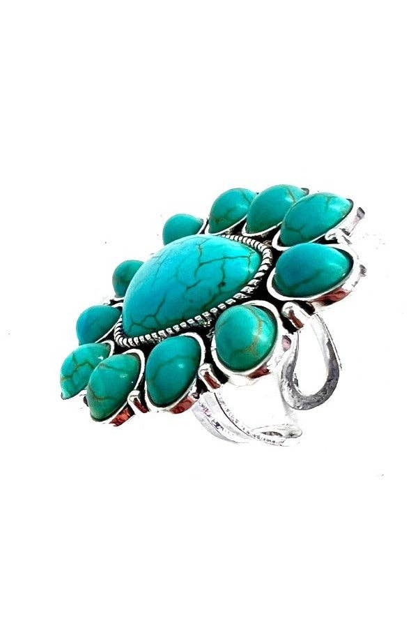 Turquoise Bloosom Cuff Ring
