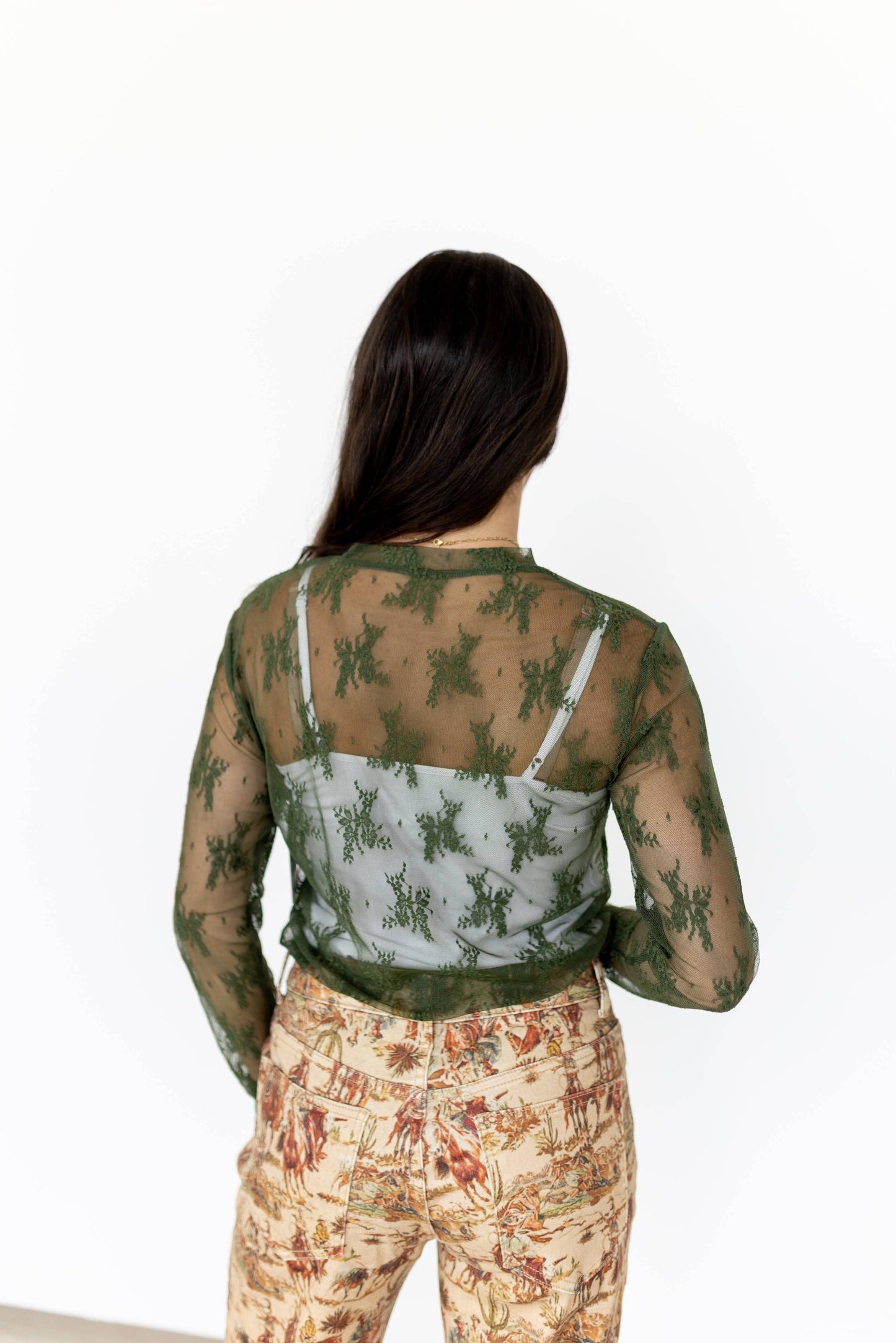 Sagebrush Siren – Olive Lace Top