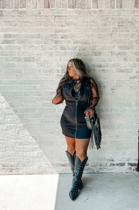 Boot Stitch & Studs Mini Dress