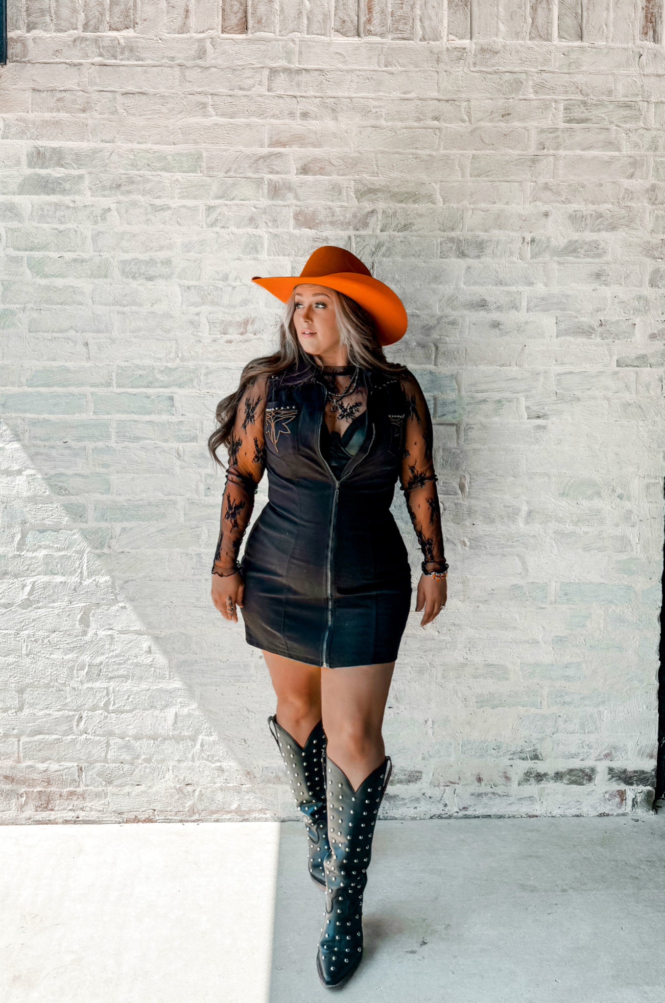 Boot Stitch & Studs Mini Dress