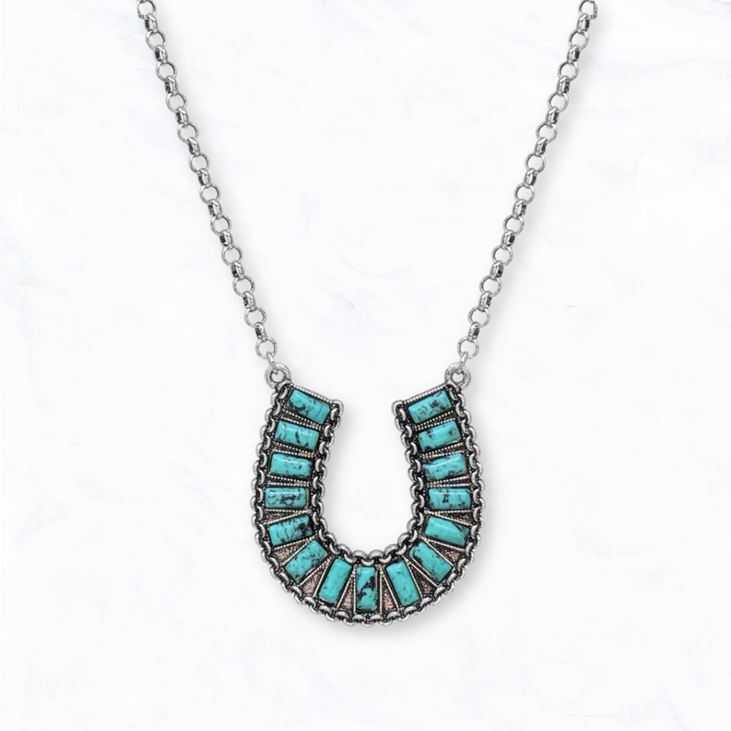 Southwestern Turquoise Horseshoe Necklace