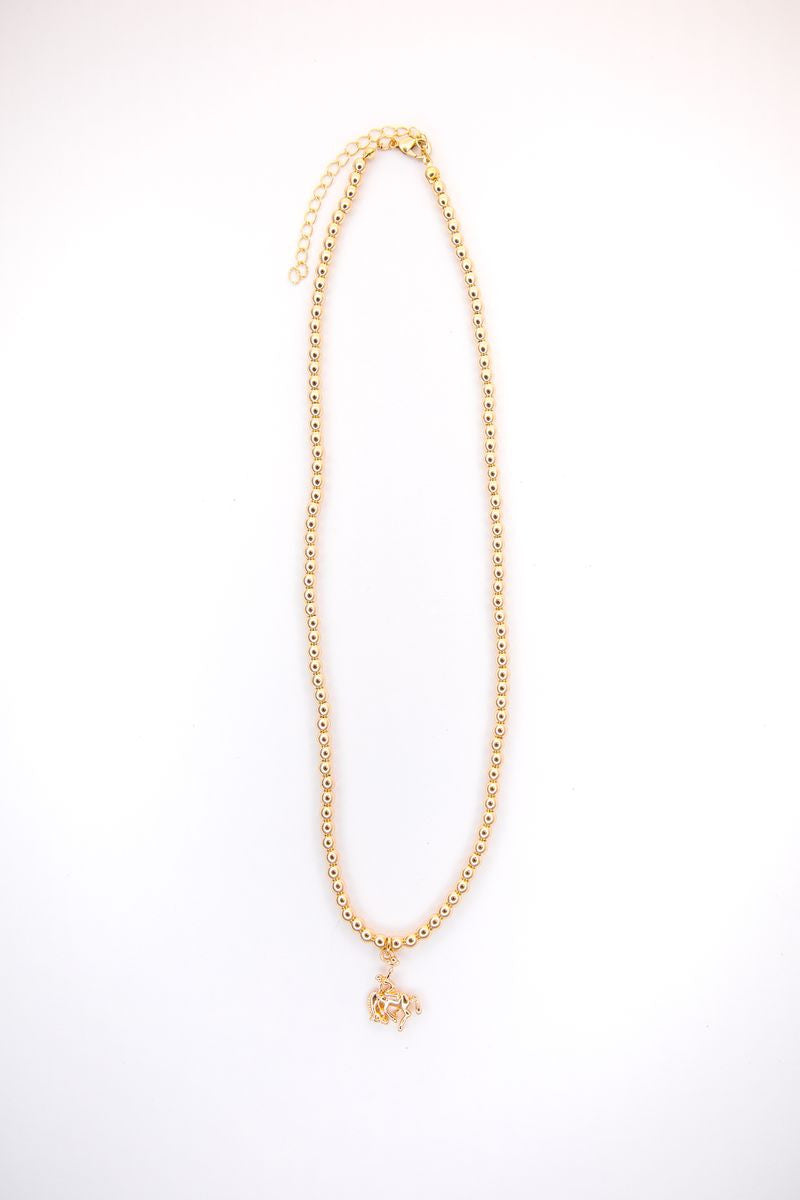 Golden Outlaw Bucking Horse Necklace