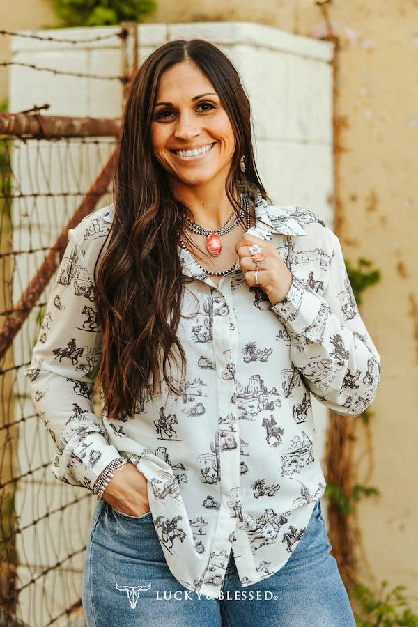 Desert Sketch Chiffon Shirt
