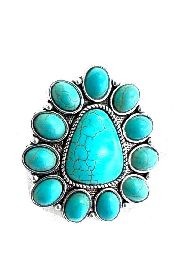 Turquoise Bloosom Cuff Ring