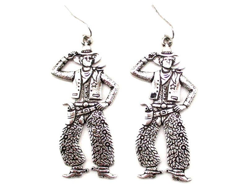 Western Dancing Cowboy Dangle Earrings