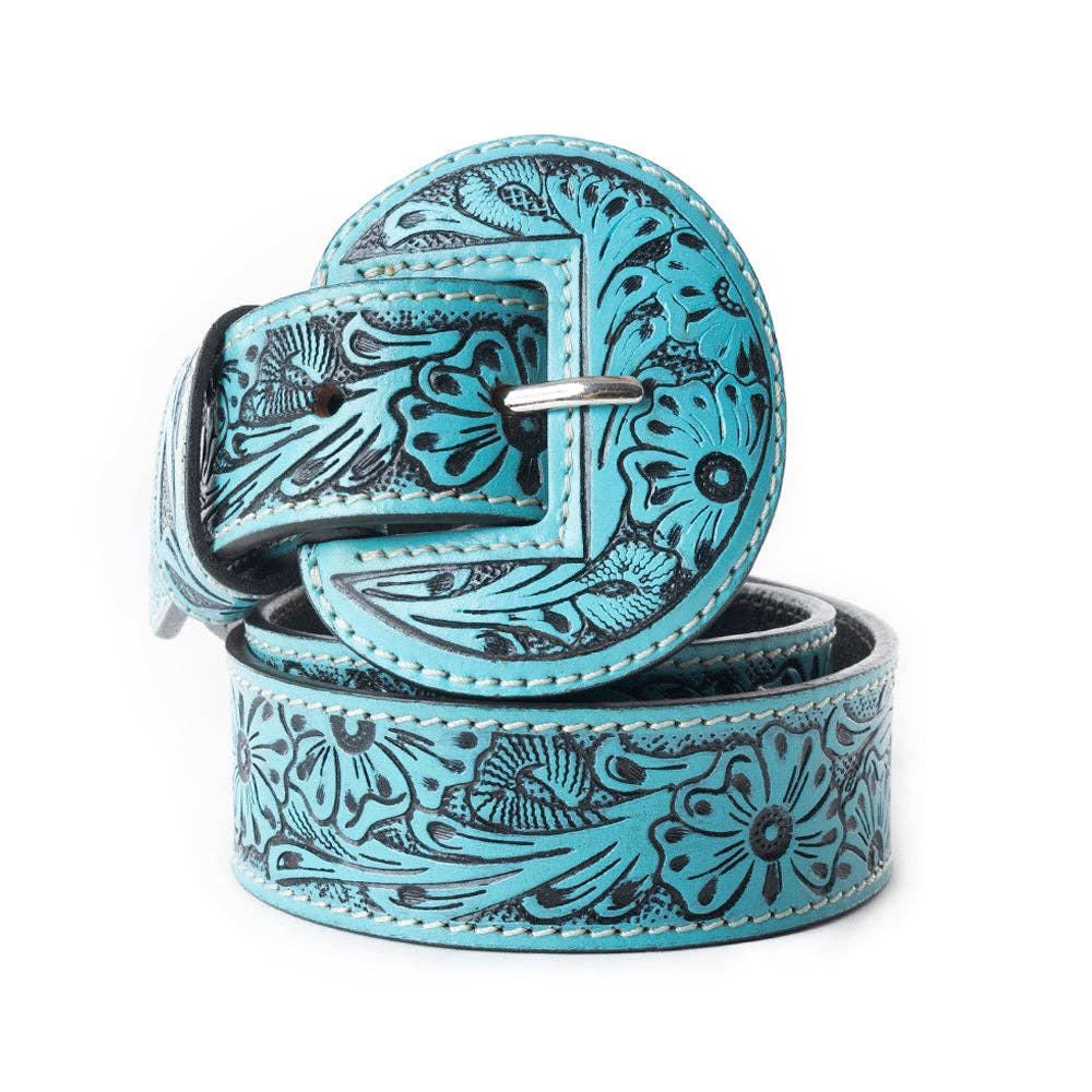 High Desert Tooled Belt - Turquoise