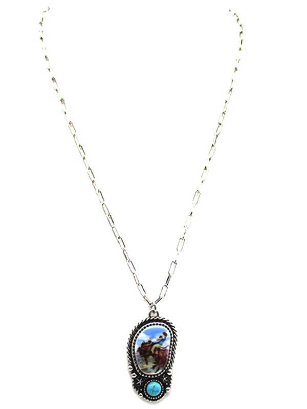 Western Horse Riding Turquoise Necklace