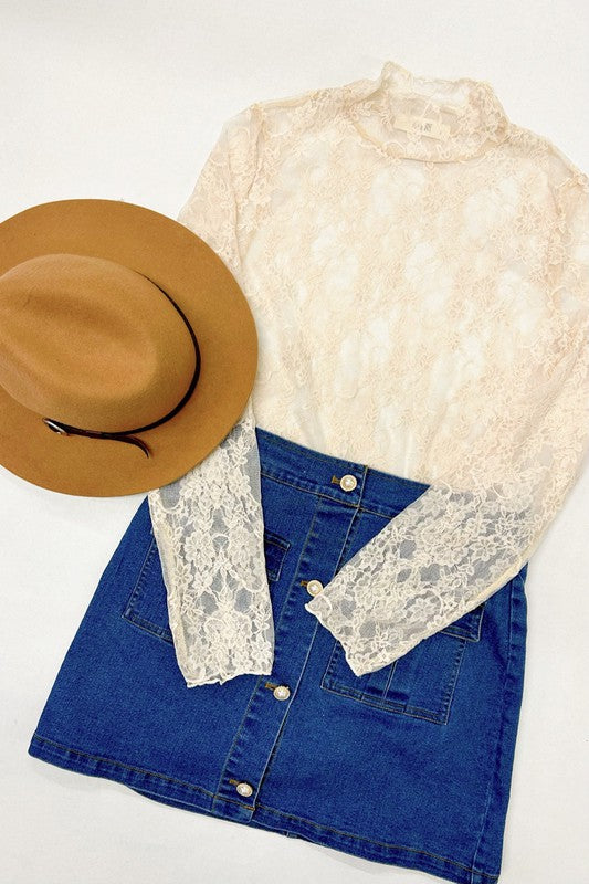 Ivory Romance Mesh Top