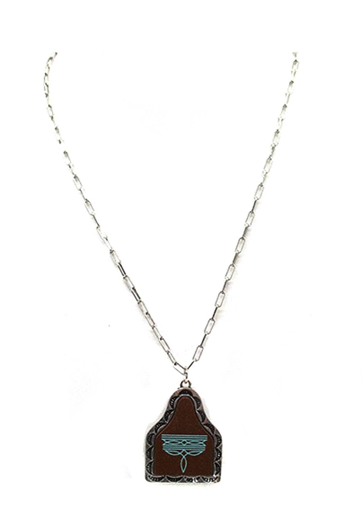 Turquoise Boot Stitch Necklace