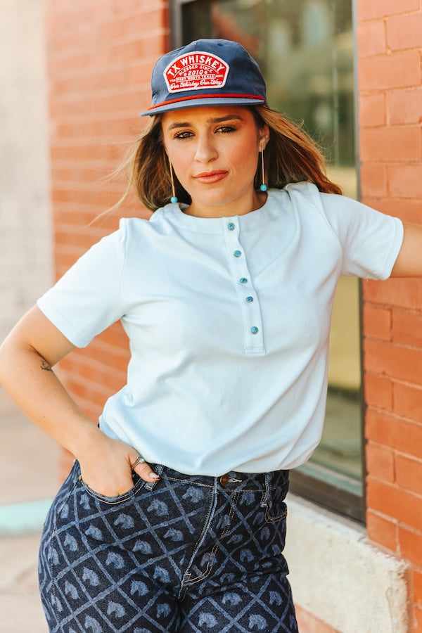 Turquoise Trails Henley Top