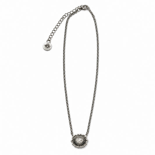 Dainty Concho Necklace - White Gold