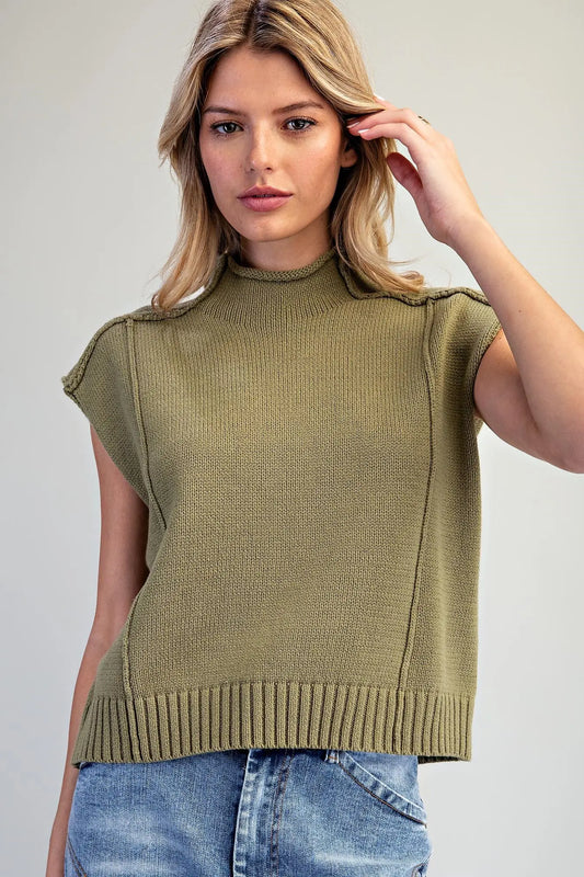 Sagebrush Mock Neck Knit Top
