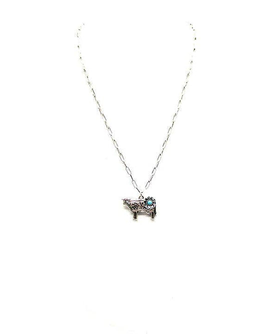 Country Cow Pendant Necklace