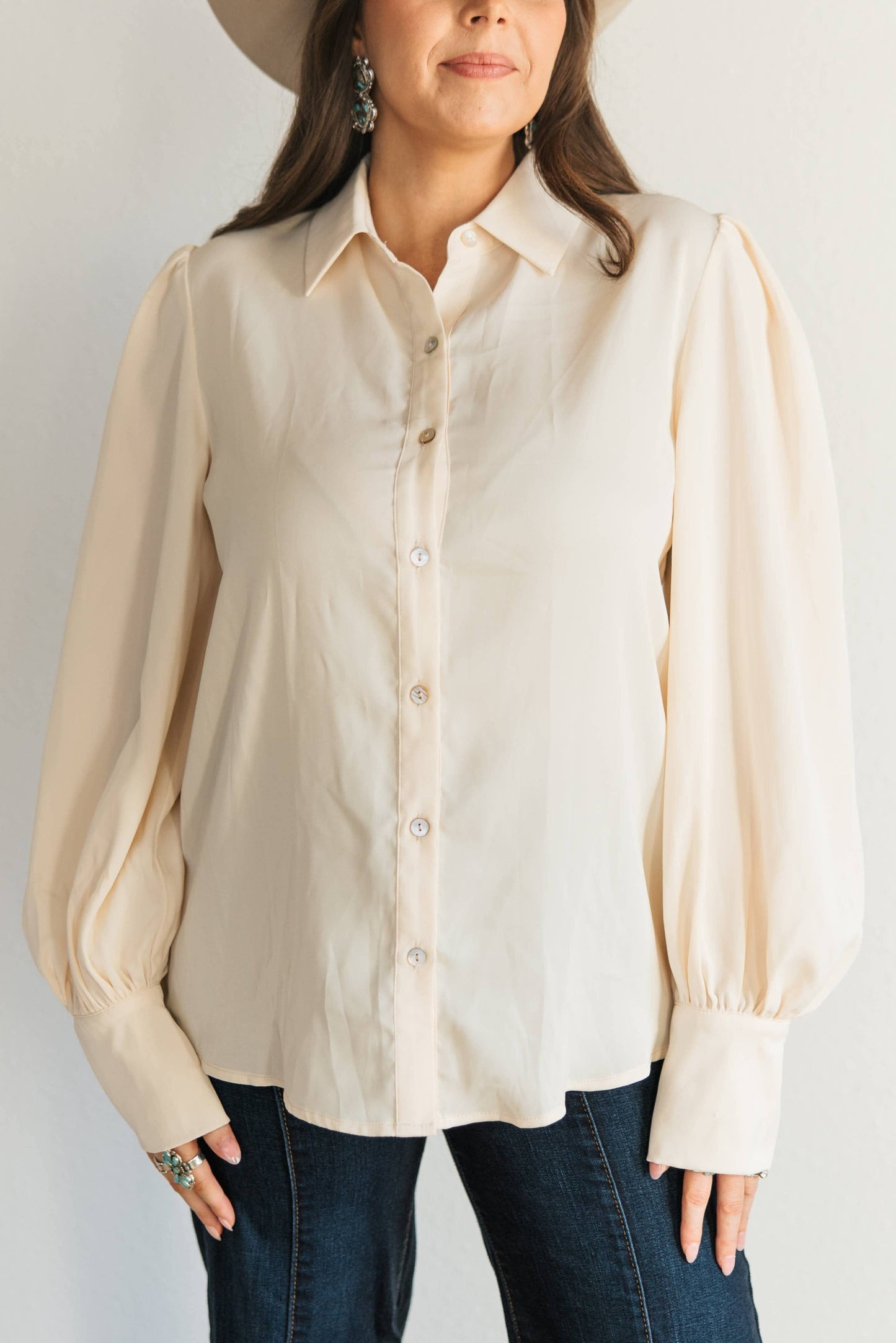 Ivory Button-Down Blouse