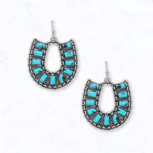 Southwestern Turquoise Horseshoe Earrings