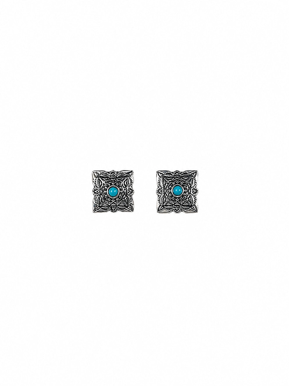 Turquoise Square Concho Stud Earrings