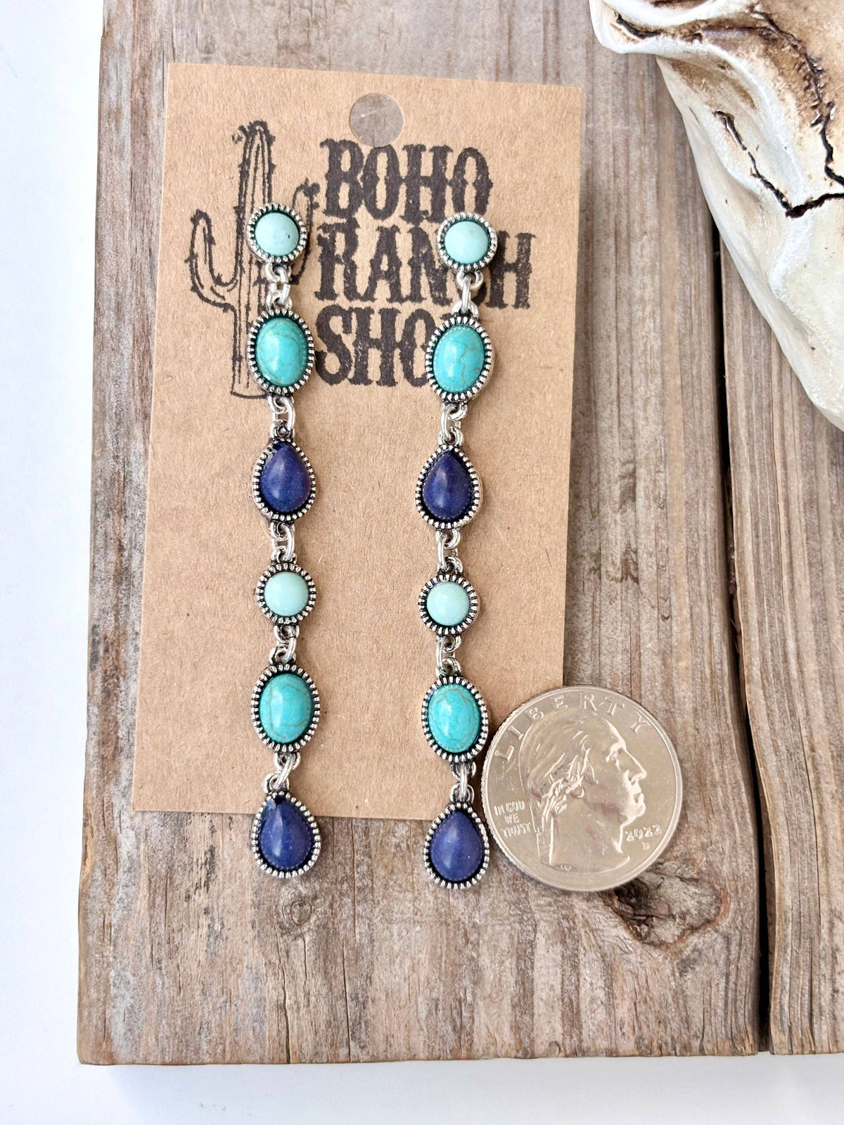6 Tier Turquoise Stone Drop Dangle Earrings