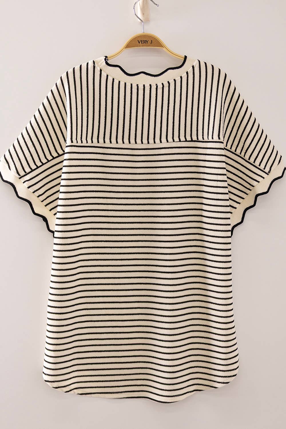 Scallop Stripe Knit Top