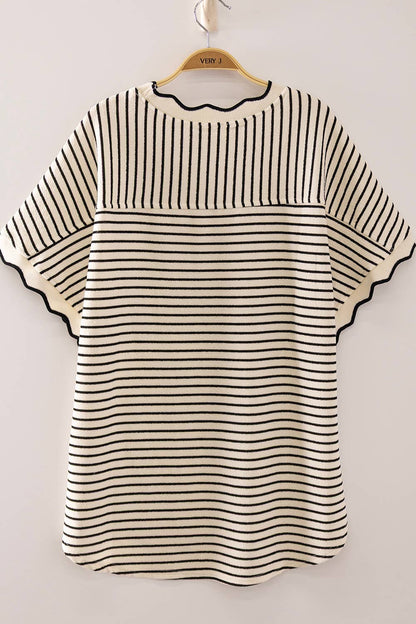 Scallop Stripe Knit Top
