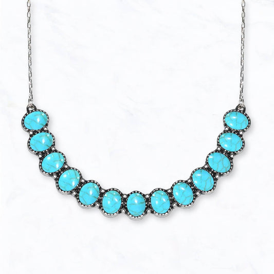 Western Turquoise Cluster Necklace