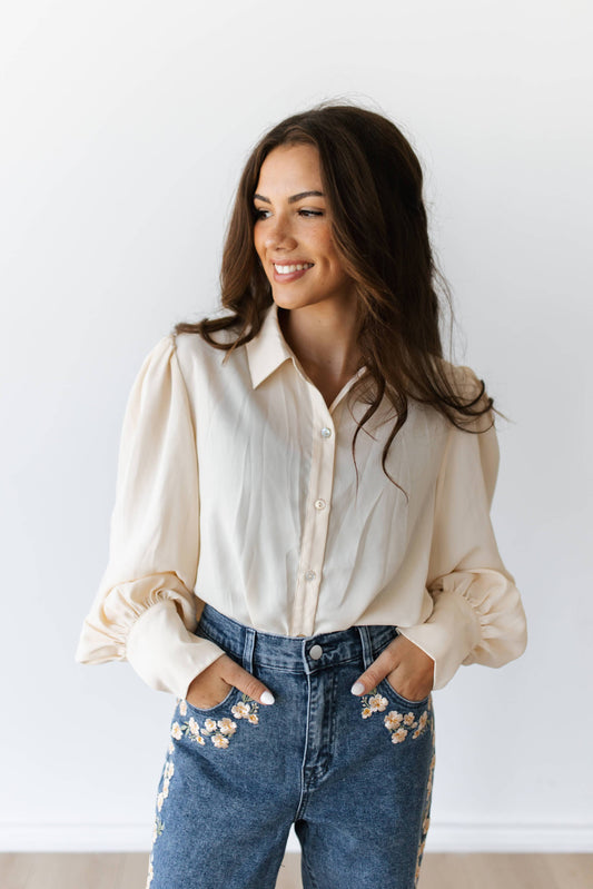 Ivory Button-Down Blouse