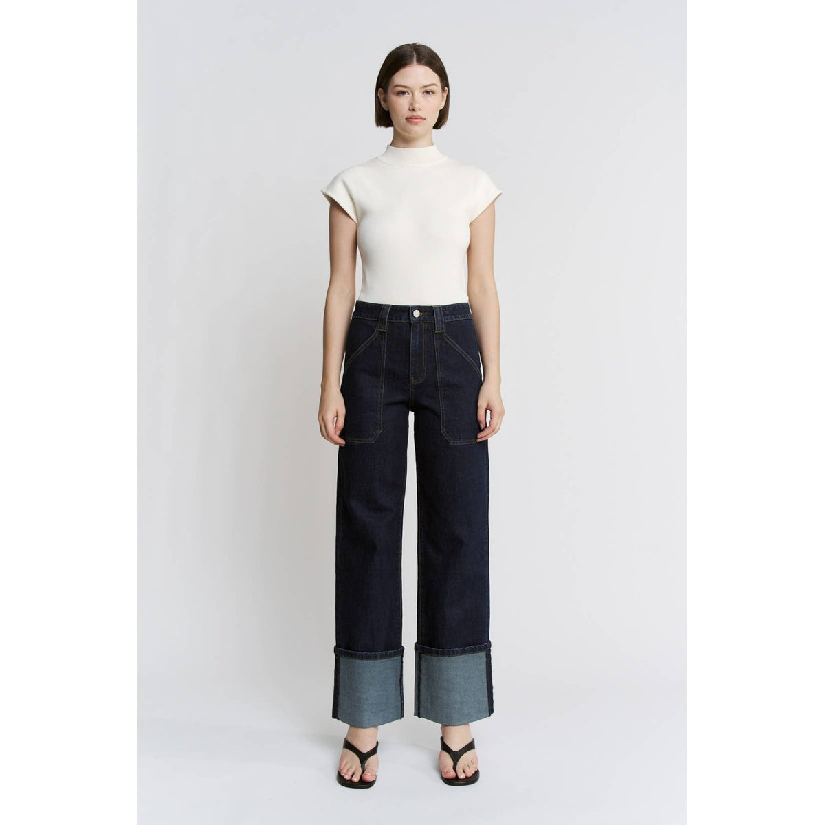 After Dark Cuffed Wide Leg Jeans