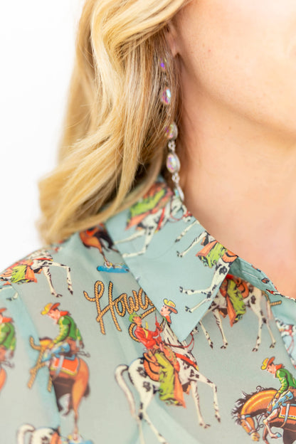 Teal Howdy Blouse