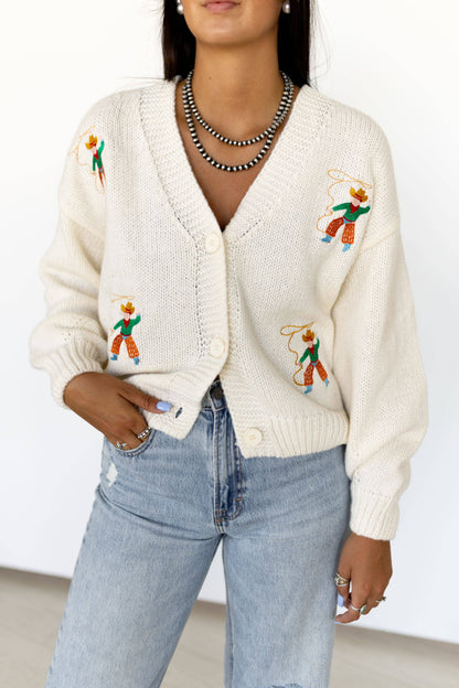 Rope ’Em In Cowboy Cardigan