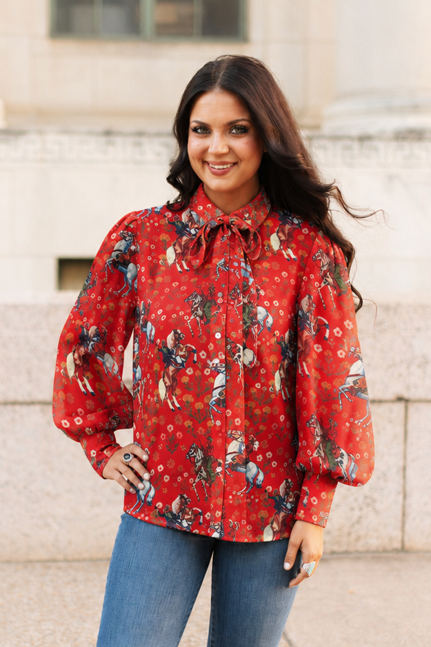 Red Dirt Cowgirl Mesh Blouse