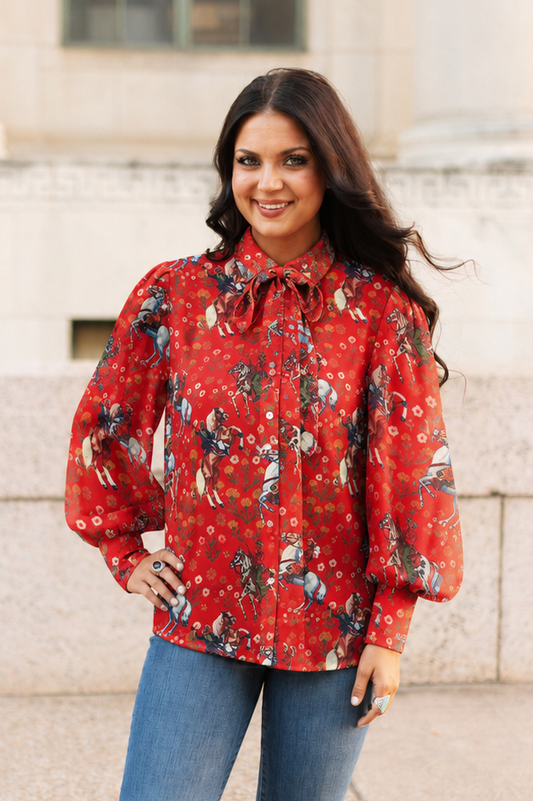 Red Dirt Cowgirl Mesh Blouse
