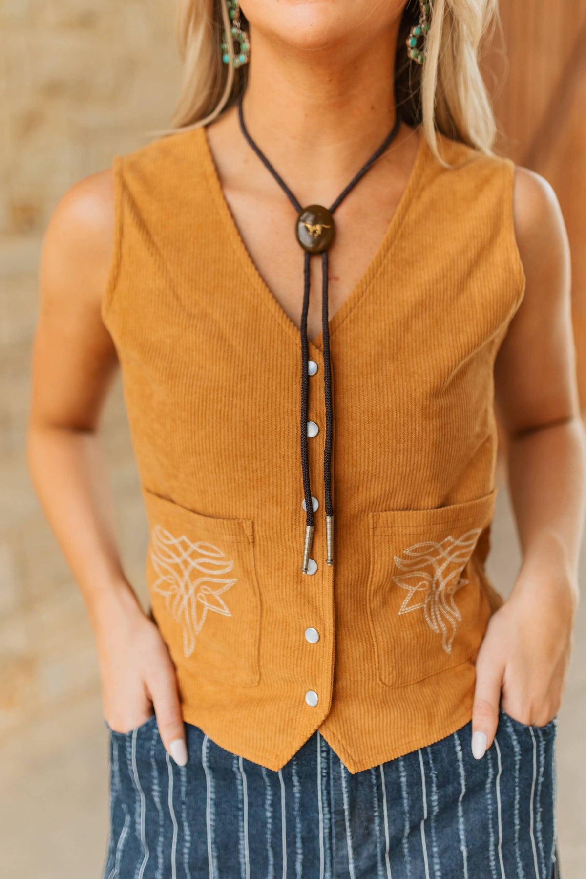 Saddle Stitch Corduroy Vest