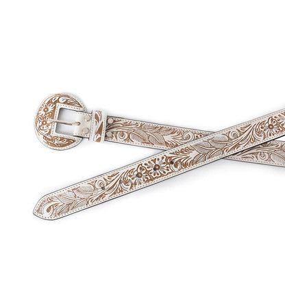 High Desert Tooled Belt – White