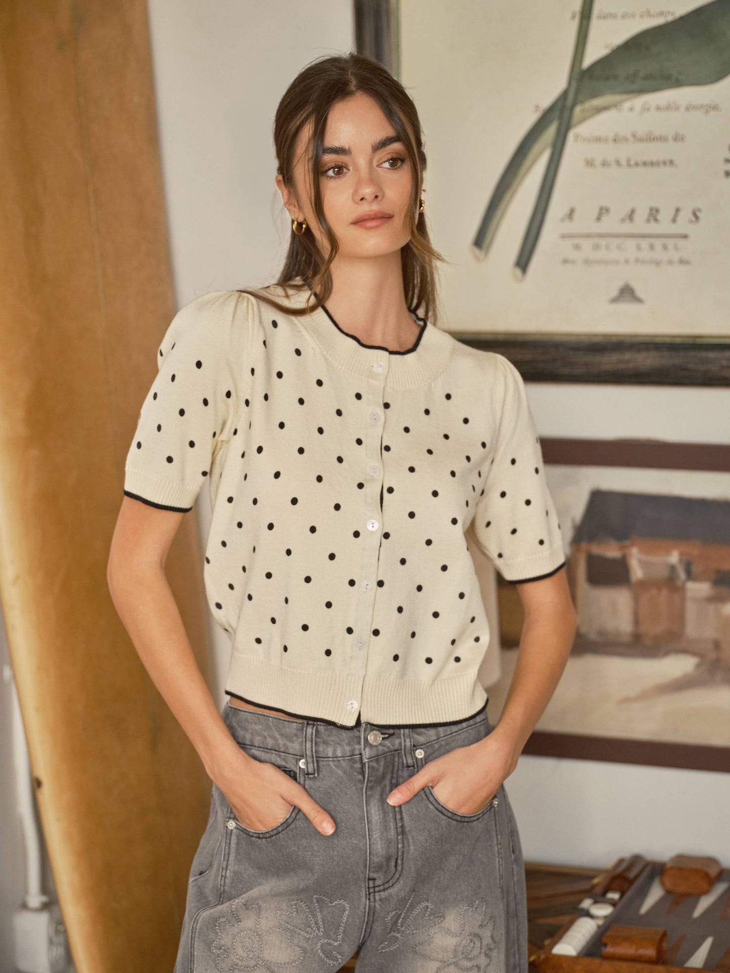 Polka Dot Honey Cardigan