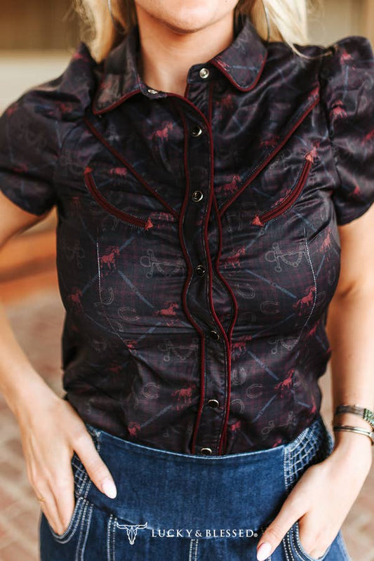 Midnight Roundup Pearl Snap Top