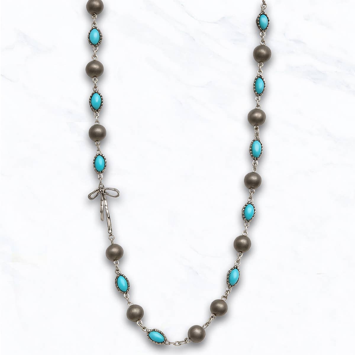Western Navajo Style Beaded Necklace with Bow Accent