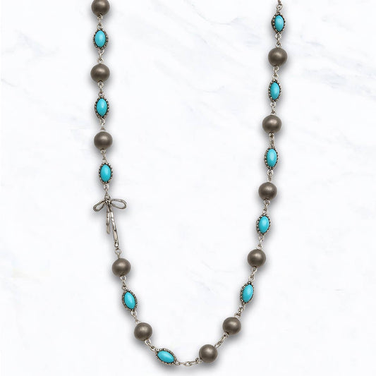Western Navajo Style Beaded Necklace with Bow Accent
