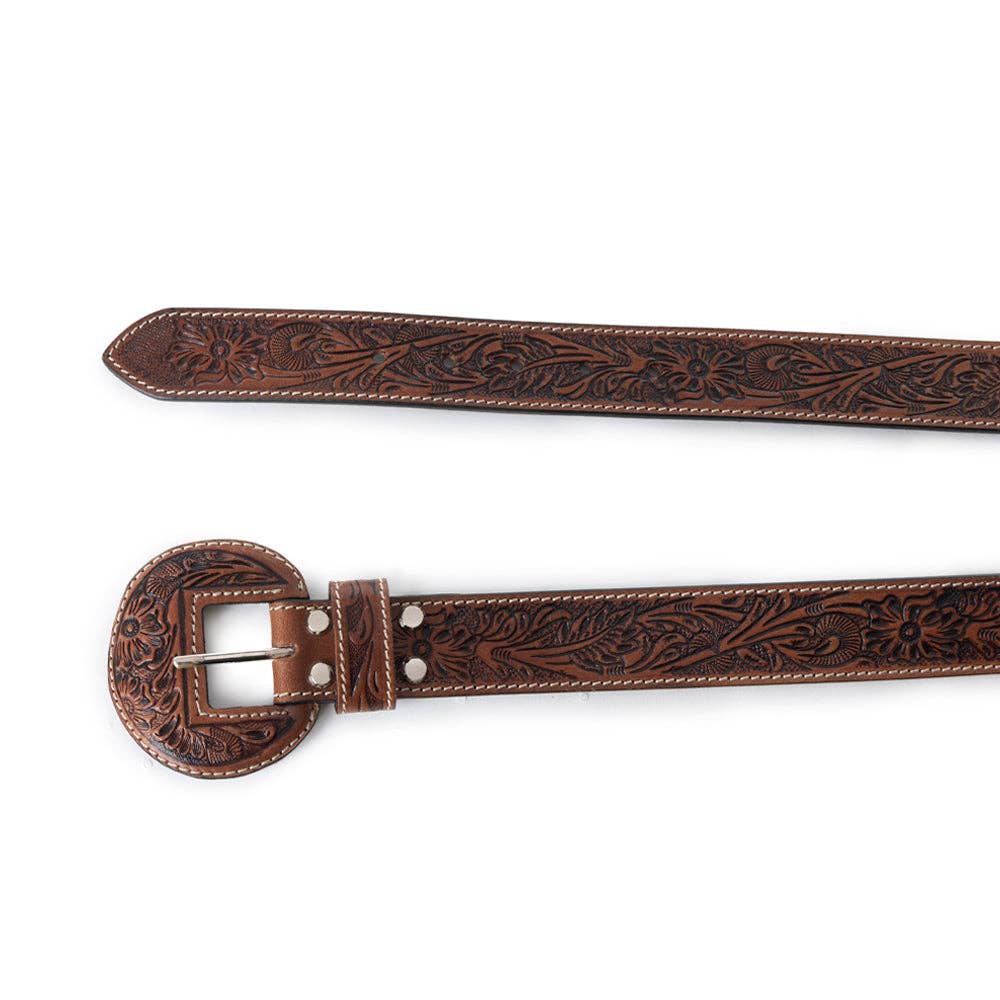 High Desert Tooled Belt – Brown