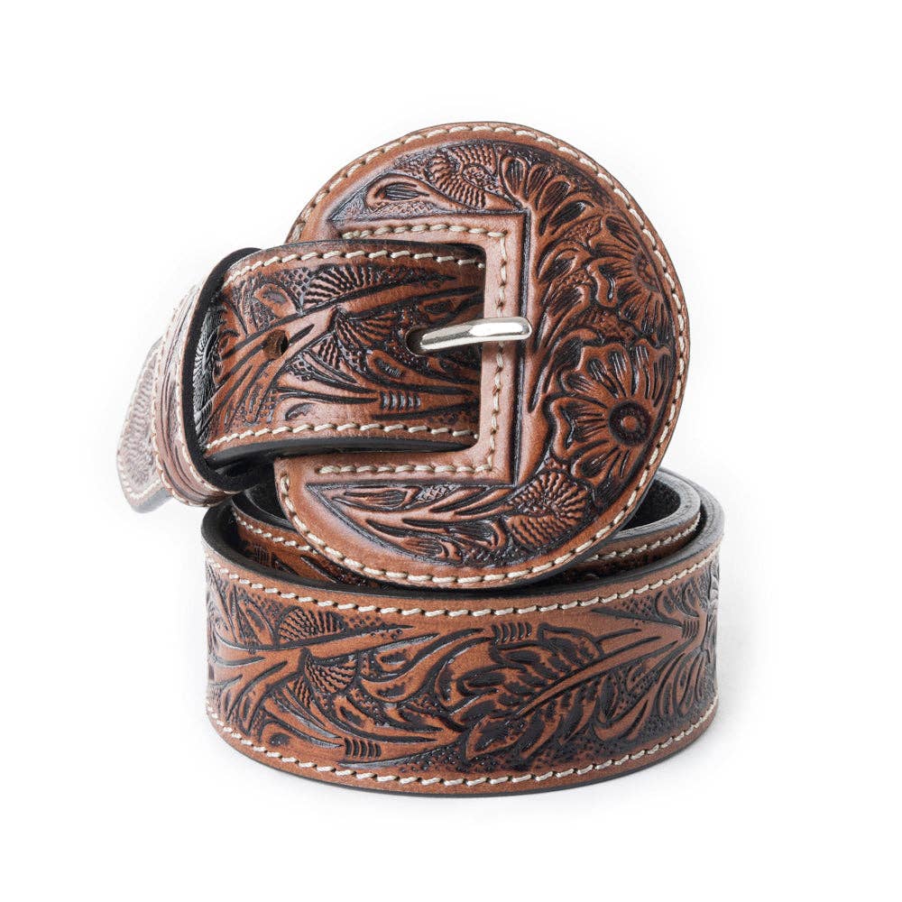High Desert Tooled Belt – Brown