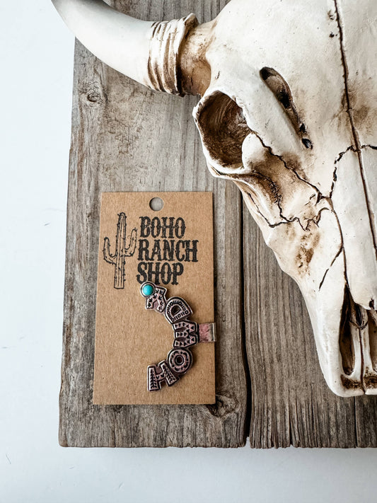 Western Howdy Slip On Hat Charm - Hat clip