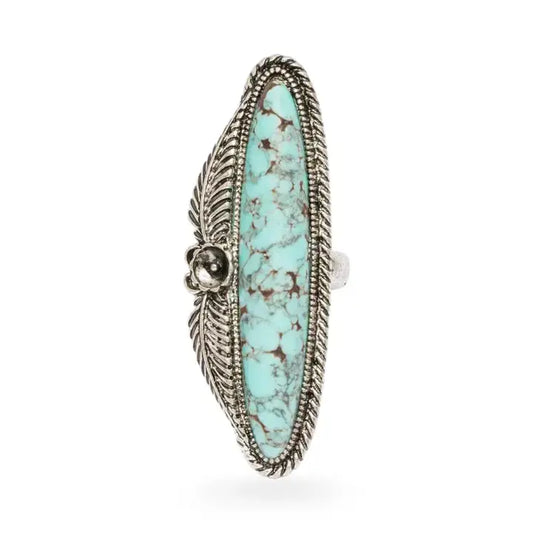 Oversize Turquoise oval Stone Western Iconic Ring