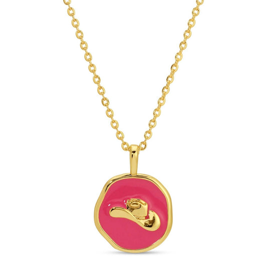 Pink Cowgirl Hat Necklace