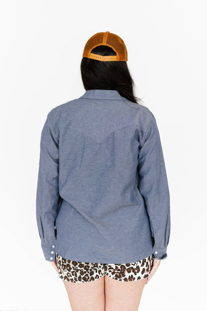 Dark Chambray Pearl Snap Shirt