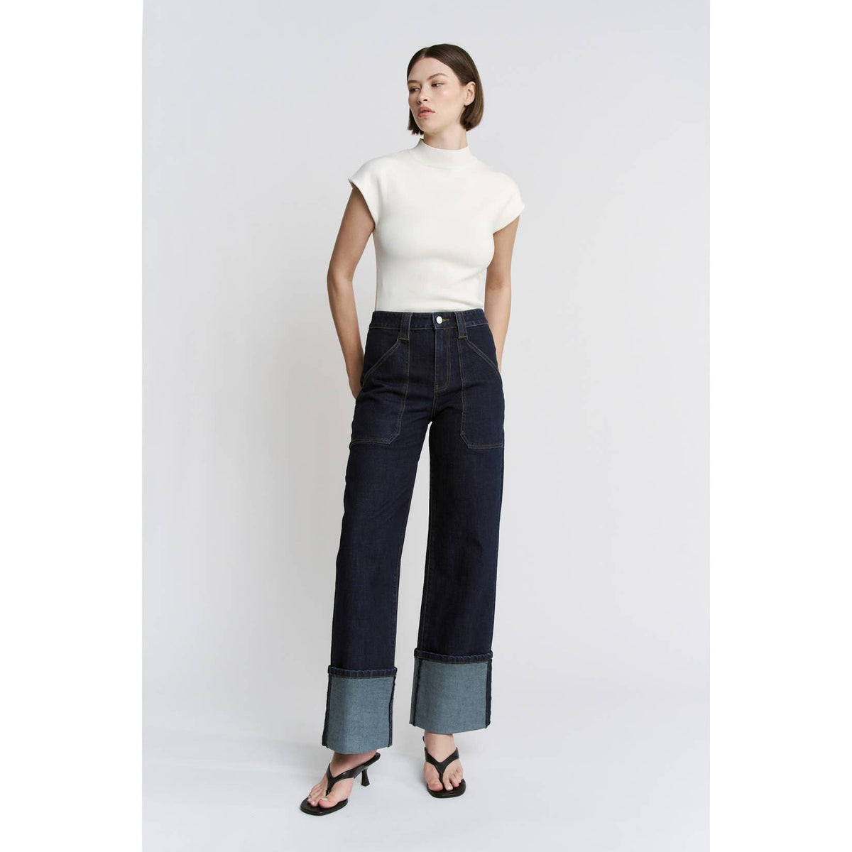 After Dark Cuffed Wide Leg Jeans