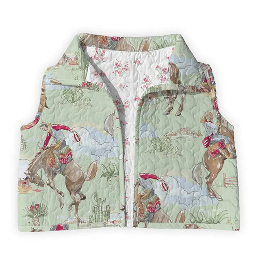 Birdie Sage Quilted Cate Cropped Vest