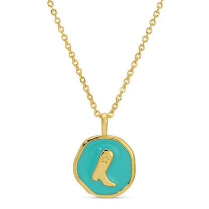 Aqua Cowgirl Boot Necklace