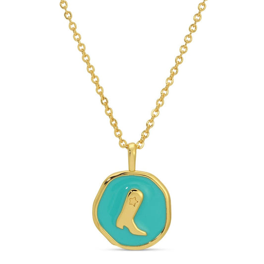 Aqua Cowgirl Boot Necklace