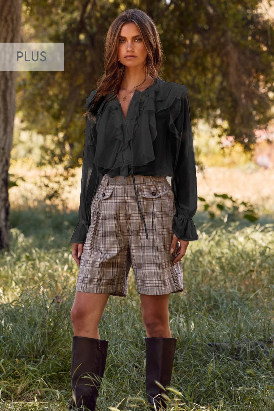 Midnight Cascade Chiffon Blouse