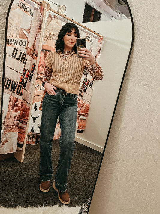 Mocha Half-Zip Knit Vest
