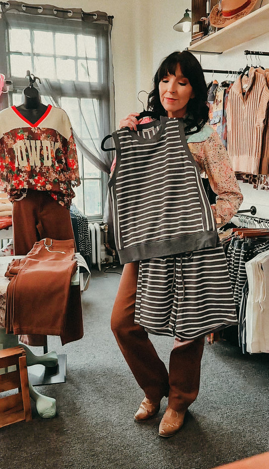Denim Skies Cloudy Knit Crop Tank